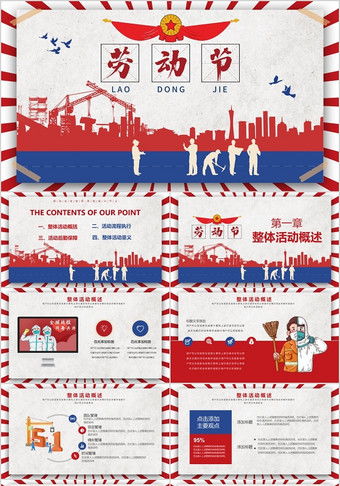 復古風五一勞動節活動策劃PPT模板